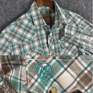 Wrangler‎ Retro Western Shirt Mens Plaid Long Sleeve Snap Front M